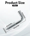 Level Up Your Home Storage Game With These 100 Pack Stainless Steel L Hooks Right Angle Screw Eye Hooks Rust Resistant Wall Mounts For Keys Jewelry And Quick Office Ready Setup Anytime Now, showing dimensions and details.