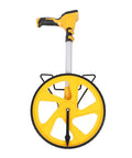 Front view of DAN&DRE Digital Measuring Wheel with Backlit Display 0.03 Accuracy, featuring a yellow wheel and ergonomic handle.