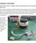 Setup of Beast Three Phase DC Brushless Motor Controller 1600W PWM Driver Board For No Hall Motor during power-on test