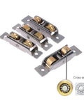 Heavy Duty Stainless Steel Double Wheel Sliding Roller For Door And Window Bottom Track Built Tough Gliding Pulley Replacement Hardware No Sweat Setup C 77 Type set of four rollers with double wheels and cross section view