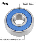 S608-2RS Deep Groove Ball Bearings 8mm x 22mm x 7mm Double Sealed 440C Stainless Steel 2 Pack High Precision ABEC 1 Tolerance Rust Resistant Low Noise Bearings for Hobby RC Cars Tools and DIY Projects, 2 pcs double sealed 440C stainless steel bearing