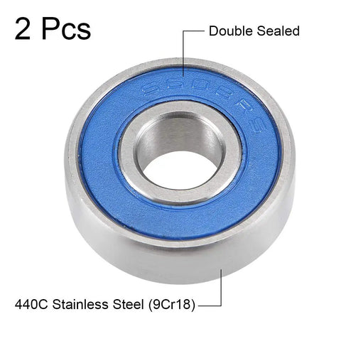 S608-2RS Deep Groove Ball Bearings 8mm x 22mm x 7mm Double Sealed 440C Stainless Steel 2 Pack High Precision ABEC 1 Tolerance Rust Resistant Low Noise Bearings for Hobby RC Cars Tools and DIY Projects, 2 pcs double sealed 440C stainless steel bearing