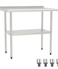 Stainless Steel Work Table With Back Panel And Undershelf 36 Inches Built Tough For Kitchen Restaurant Garage Or Workshop Scratch And Rust Resistant Easy To Clean NSF Certified