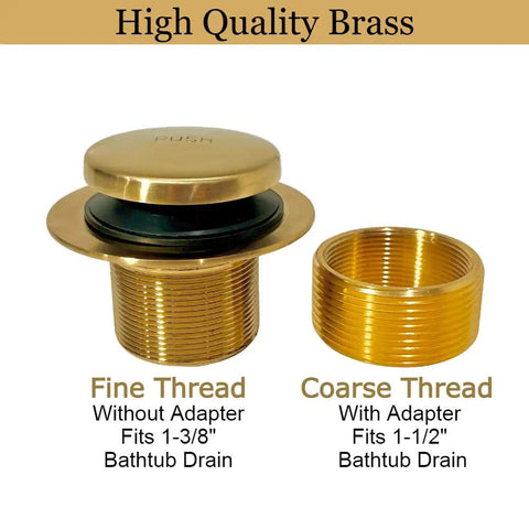 Effortless Bathtub Drain Kit With Brushed Gold Two Hole Overflow Faceplate Universal Fit Brass Stopper Threaded Drain Assembly