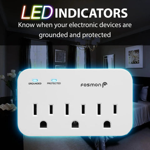 Refrigerator Surge Protector With 3 Outlets, Heavy Duty Appliance Guard For Fridge, Microwave, Washer, Garage Door And More