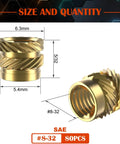 80Pcs Brass Heat Set Threaded Inserts For Plastic And 3D Printing, SAE Knurled Female Thread Nuts Assortment Kit, Size 8 32 By 5 32 By 6.3 Mm Perfect For Hobbyists And Pros Building, Repairing, And Upgrading 3D Printed Projects And Plastic Assemblies