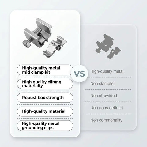 Heavy Duty Solar Panel Mid Clamp Fastener For PV Mounting System 8 Piece Set Anodized Aluminum mid clamp kit comparison.