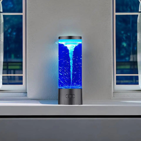 Twister Water Vortex Lamp LED Night Light with 7 Color Changing Glow Realistic Tornado Science Kit on window sill