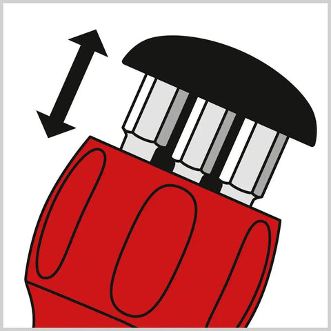 Stubby Multi Bit Screwdriver Set With Magnetic Bit Holder And Integrated Bit Magazine illustration showing bit storage.