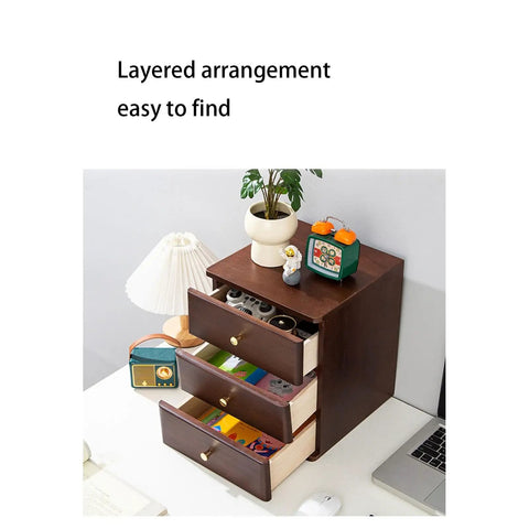 Solid Wood Desktop File Cabinet With Four Drawers Home Office Organizer For Papers And Supplies White Finish Compact Countertop