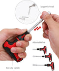 Hands demonstrating T-Handle Ratchet Screwdriver Set With Magnetic Bit Holder 27-Piece Cr-V Steel DIY Kit for home electronics repair.