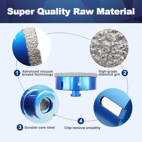 115mm Vacuum Brazed Diamond Core Drill Bit For Porcelain Tile Ceramic Marble Granite Dry Drilling Built To Last Tough As Nails Heavy Duty Hole Saw With Five Eighths Inch Thread For Masonry Brick, showing advanced brazed technology, diamond grit, steel core