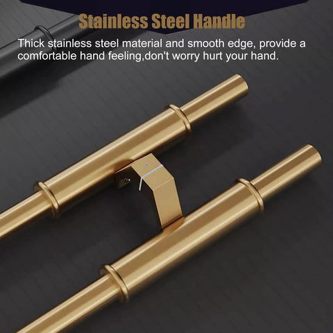 Heavy Duty Built Tough Stainless Steel Push Pull Door Handle For Two Sided Front Patio And Barn Doors 39 Point 4 Inches Black Contemporary Pull Bar Easy Install Drill Two Holes With Longer Screws Included DIY Friendly gold stainless steel handle set