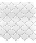 White Arabesque Peel And Stick Tile Backsplash, 12 By 12 Inch, showing detailed close-up of tile pattern, 10 Sheets Self Adhesive Wall Tiles
