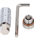Heavy Duty Oil Pan Drain Plug M16x1.5 Repair Kit Made From Real Stainless Steel To Fix Stripped Threads And Prevent Leaks With Built In Wrench Extension Bit For Quick Engine Sump Restoration On Your Ride.