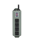 Rugged Four Outlet Heavy Duty Power Strip With Metal Housing Mountable For Wall Or Under Desk Use 6Ft Cord On Off Switch Cover