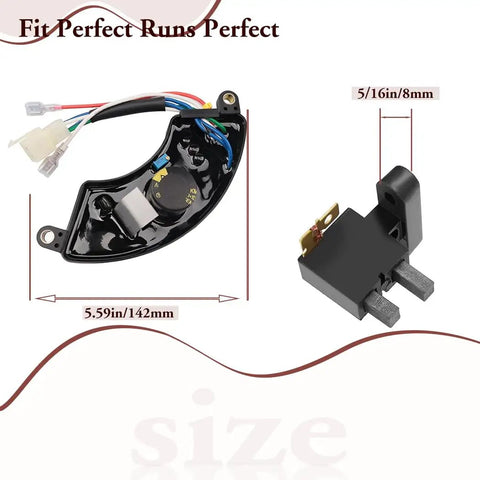 Go-To AVR Generator Voltage Regulator Rectifier with dimensions for 5 to 9.9kW portable gen sets, replacement part for various models