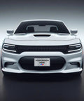 Straight Up Custom Front License Plate For Cars And Trucks Keep Your Ride Looking Fresh With Fully Personalized Designs Upload Photos Or Business Logos Add Bold Fonts And Vibrant Colors To Total Crush Every Block on a white sports car.