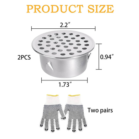 2 Inch Vent Pipe Cover Kit With PVC Termination Caps And 304 Stainless Steel Mesh Screens Exhaust End Caps product size with gloves