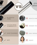 Comparison of black aviation-grade aluminum baluster vs ordinary iron with safety and durability features for railing use.
