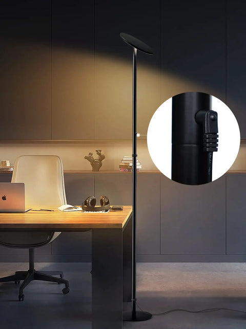 Super Bright Industrial LED Floor Lamp With All Metal Construction Boss Level Brightness 69 Inch Tall Adjustable Standing Lamp 40W 2600 Lumen Output 10 Dimming Levels Black Modern Floor Light For Living Room Dining Room Office Bedroom
