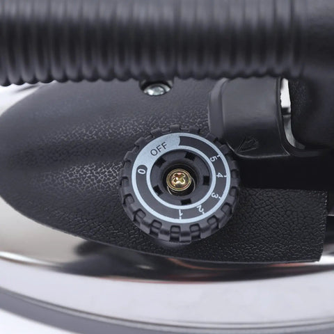 Close-up of the adjustable temperature dial on the Heavy Duty Workhorse Gravity Feed Steam Iron With Hefty 3L Reservoir.