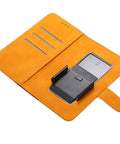 Stunning Yellow-FG Case For Danew Trace T-One Plus Heavy Duty Protection With HD Film Protector And Sleek Design That Nails Every Cutout Without Compromising Style Or Functionality, showing card slots and phone holder.