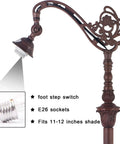 Heavy Duty Resin Floor Lamp Base For 11 To 12 Inch Tiffany Style Lampshade, 63 Inch Tall Reading Lamp Base With Dark Bronze Finish
