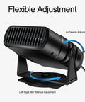 Cordless Desk Space Heater With USB Charging, Portable Office Heater, showing 360° flexible adjustment feature, black base