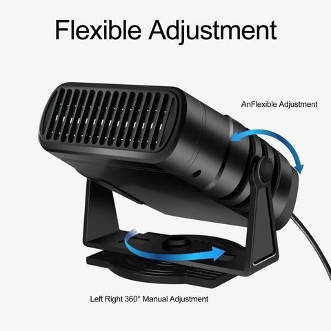 Cordless Desk Space Heater With USB Charging, Portable Office Heater, showing 360° flexible adjustment feature, black base