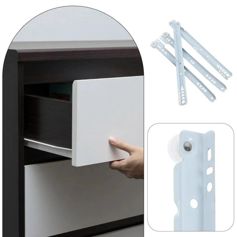 4 Pcs Drawer Slides And Rollers Set For Smooth Gliding Cabinets Kitchen And Desk Drawers Easy Opening Silent Glide No Jam Durable