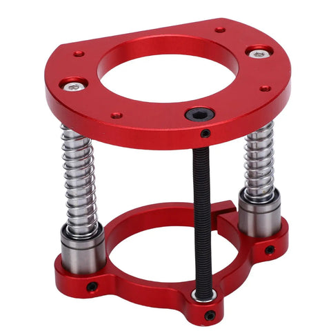 Router Table Base With Two Jaw Clamp System Aluminum Lift Base For Woodworking And Trim Machines Easy Height Adjustment 70mm Lift Universal Fit For 64-66mm Motor Heavy Duty Crafting Essential red aluminum router lift base with springs and clamp