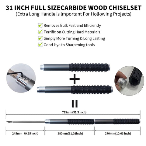 RUITOOL carbide wood lathe turning tools set with two aluminum alloy handles for woodturning