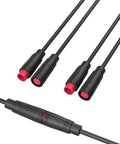 2 Pin IP65 Electrical Connector Extension Cable Set For Ebike Kits 26AWG Wire 20cm Ends 40cm Total Per Pair Push In Mating, black and red ends