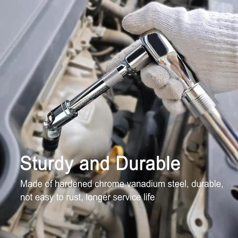 Mechanic using Half Inch Drive Extension Bar Set With Universal Joint Includes 3 Inch 5 Inch And 10 Inch Extensions Durable Chrome Vanadium Steel Heavy Duty Rust Resistant Socket Extension Kit For Easy DIY Car Maintenance on engine.
