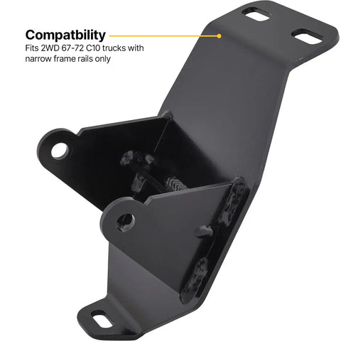 Hella Strong Steel LS Swap Motor Mounts For 67 To 72 Chevy C10 Pickup angle showing black powder-coated steel construction for easy installation.