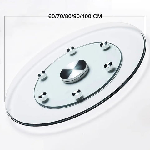 Transparent Glass Lazy Susan Turntable For Dining Tables And Kitchens, Easy Spin Rotating Serving Tray with size options.
