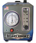 Compact Portable Smoke Leak Detector With Real Test Vapor Mix And Full Accessory Kit, detailed pressure gauge and leak size indicator.
