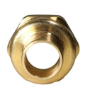 Front view of a PEX to 1-inch female NPT brass crimp adapter from the 10 Piece PEX To 1-Inch Female NPT Brass Crimp Adapters Set Lead Free NSF Certified Full Port For Potable Water And Hydronic Heating, Works With All PEX Tubing Brands And Crimp Tools
