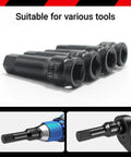One Half Inch Drive Master Impact Hex Bit Set With SAE And Metric Bits shown with various tool compatibility