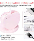 Cute Pink Desk Lamp With USB Charging Port, Pen Holder And Phone Stand showcasing charging capabilities and heart design