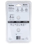 Back view of X-Lock 4-1/2 Inch Segmented Diamond Masonry Blade, 2-Pack packaging with instructions and compatibility details.