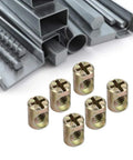 Heavy Duty M6 Furniture Nut Plugs And Cabinet Connectors Pro Grade Kit 30 Durable Fasteners shown with metal components