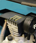 No Nonsense 3.0 HP Big Bore Air Compressor showing the solid cast iron pump and oil lubrication system detail.
