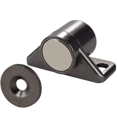 Beefed Up 4 Pack Magnetic Cabinet Door Catches With Neodymium Magnets, Heavy Duty Cabinet Latches, Black Gun Metal Finish