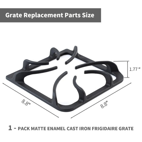 Heavy Duty Cast Iron Stove Grate Replacement For Frigidaire Kenmore Gas Ranges 8.8 By 8.8 Inch Surface Grates Matte Enamel