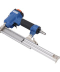Top Shelf Air Powered 18 Gauge Pneumatic Brad Nailer With Grippy Soft Grip And Knockout Performance For Upholstery Carpentry And Woodworking Projects Supporting Up To 30 Mm Fasteners, side view showing details and grip.