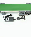 Portable Pvc Tabletop Conveyor Belt For Smooth Friction Experiments And Production Elevator Tasks With Durable Automated Transport Design That Handles Heavy Loads Effortlessly In Small Spaces At Your Workbench, green belt with motor.