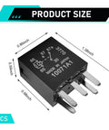 Heavy Duty 12V 5 Pin 30A Automotive Fuel Pump Relay Two Piece Set dimensions showing size and pin configuration in black.