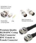 Pro Grade Heavy Duty Coaxial Cable Tool Kit With BNC Crimp Tool showing BNC connectors and cables for RG58, RG59 uses